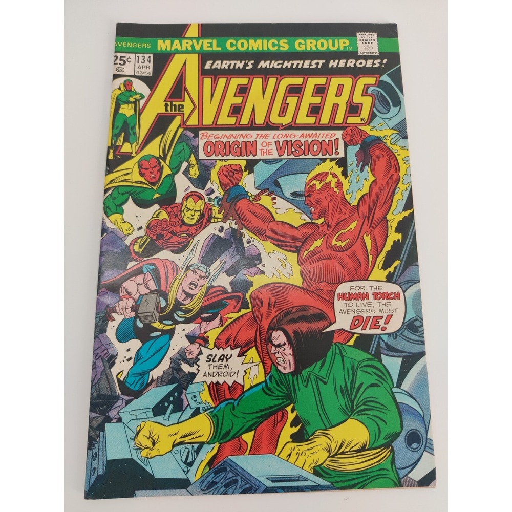 The Avengers #134 Origin of Vision appearance of Torch KEY ISSUE